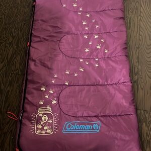Coleman  “American Girl” Purple Sleeping Bag with Butterfly Design that glow